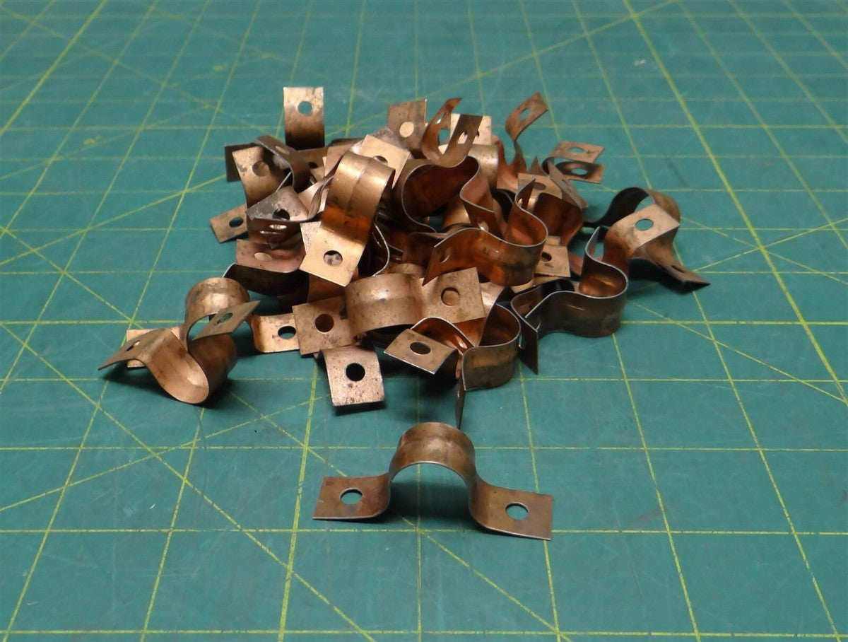 (QTY 51) 1/2" Pipe Size Copper Plated Steel Pipe Strap, 2 Hole Mount, 2" Long