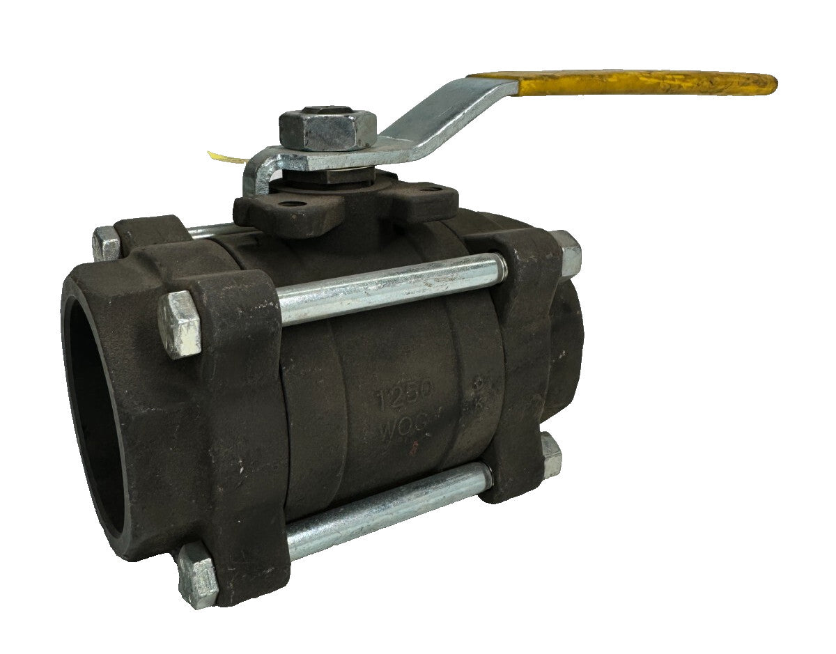 APOLLO 83-408-29A 2" Carbon Steel 3-Piece Ball Valve, Socket Weld, 1250-psi WOG