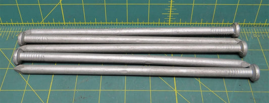 (5) 3/8" x 9.5" Heavy Duty Galvanized Steel Flat Top Nails