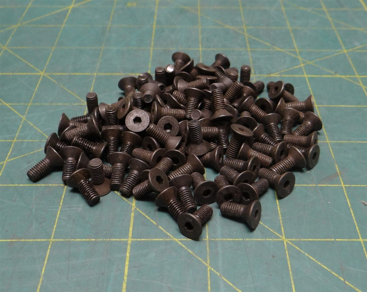 (Lot of 109) 10-32 x 1/2" Length Black Oxide Plated Steel Hex Flat Head Screw