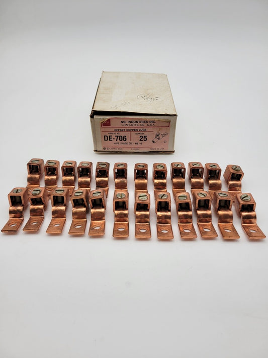 24 Pc NSI Industries DE706  Offset Copper Mechanical Lugs Terminal 1/0-6 AWG NOS