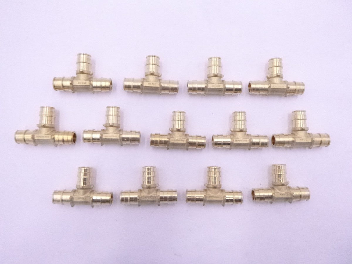 13 Pack Jones Stephens F76866B 1/2" F1960 Brass PEX Tees
