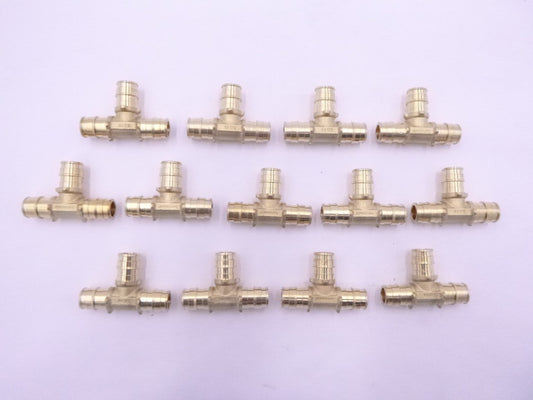 13 Pack Jones Stephens F76866B 1/2" F1960 Brass PEX Tees