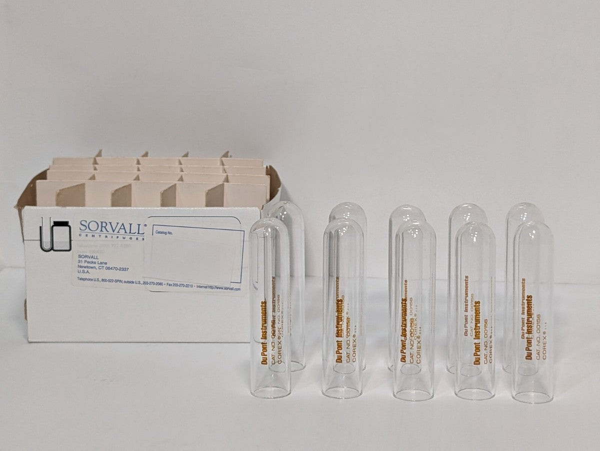 Lot of 10 - 00156 Dupont Sorvall Glass Centrifuge Tubes, Round Bottom, Corex