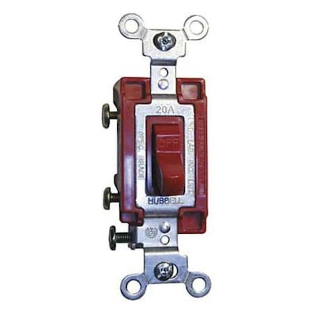 Hubbell Wiring Device-Kellems Hbl1224r Wall Switch,4-Way,120/277V,20A,Red,Toggl