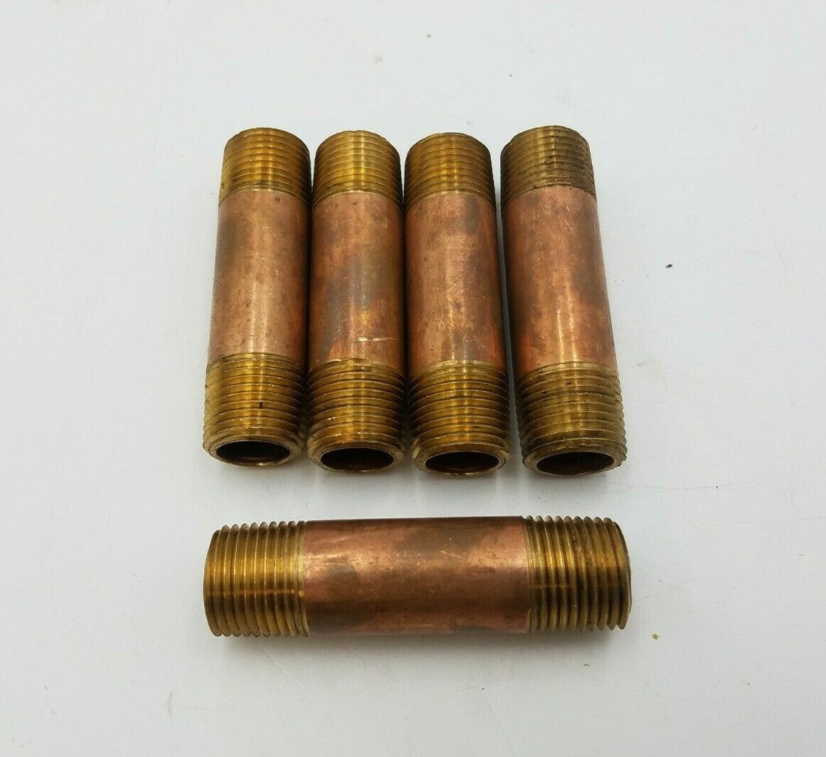 5PC Brass Pipe Nipple Fitting 7/8" Dia Connector Tube Adapter 9/16" ID 3" Length