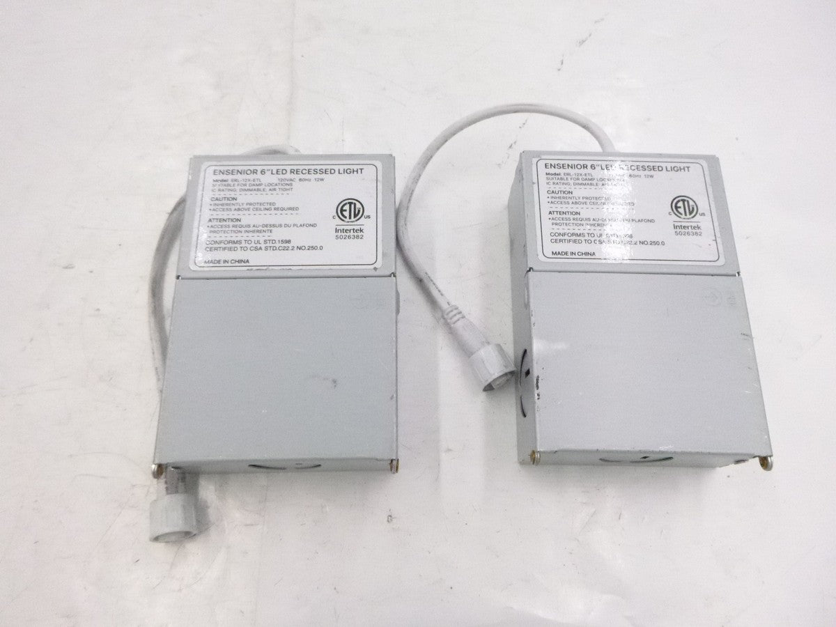 2 Pack Ensenior ERL-12X-ETL LED Recessed Light 6" Junction Box 120VAC 60Hz