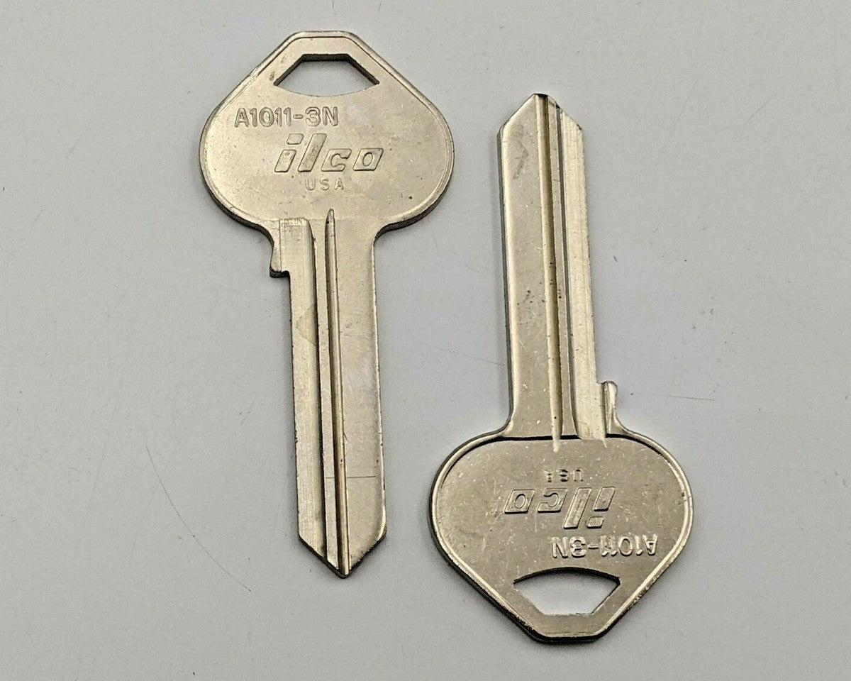 2 Pcs Ilco A1011-3N Key Blank Russwin Style Nickle Plated Brass 6 Pin Disc NOS