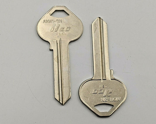 2 Pcs Ilco A1011-3N Key Blank Russwin Style Nickle Plated Brass 6 Pin Disc NOS