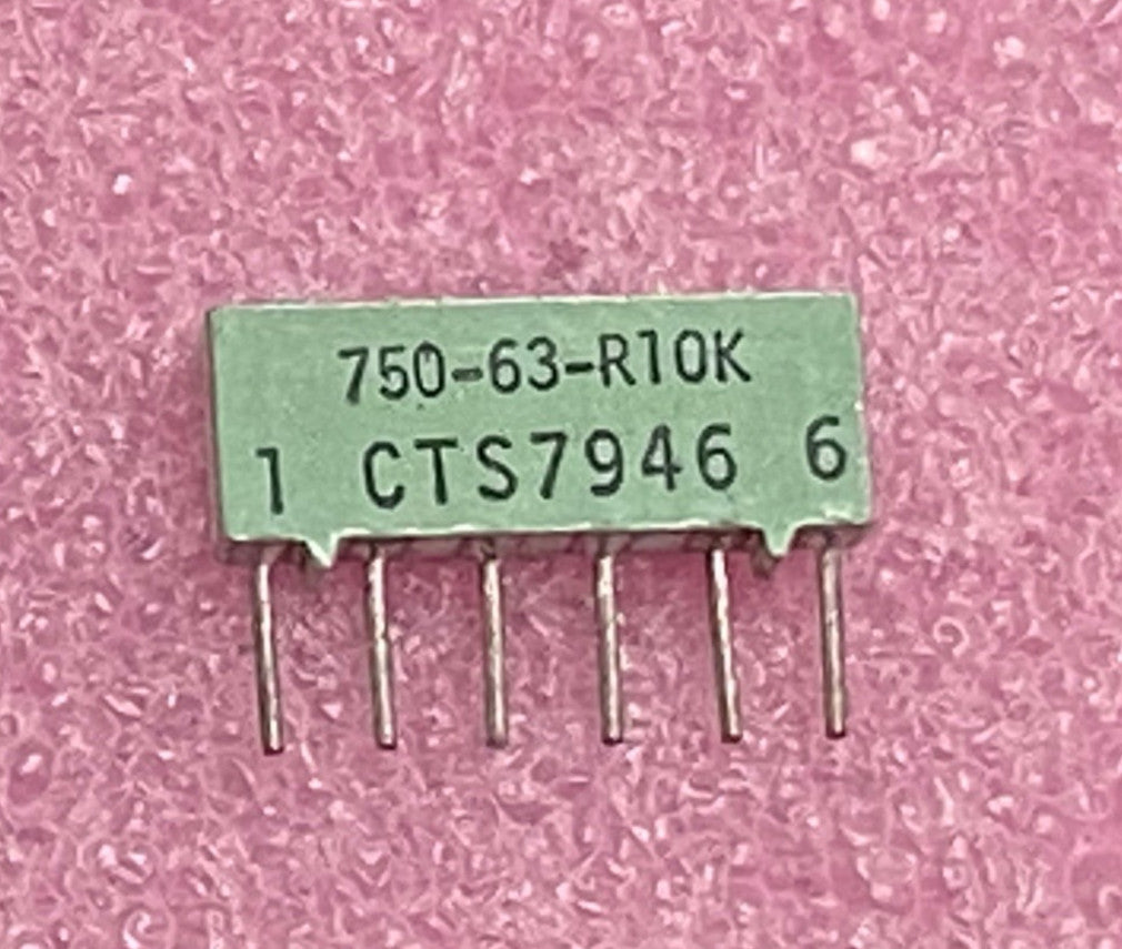 CTS 750-63-R10K isolated 3-resistor array 6-pin SIP