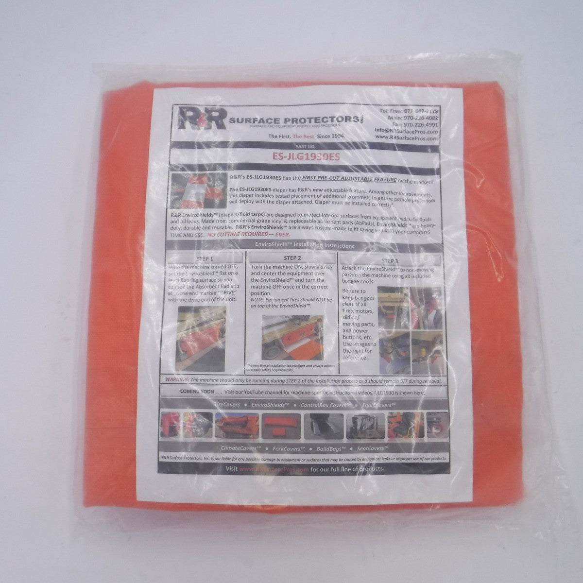 R&R JLG Adjustable Heavy Duty Orange Vinyl Scissor Lift Cover 1930ES