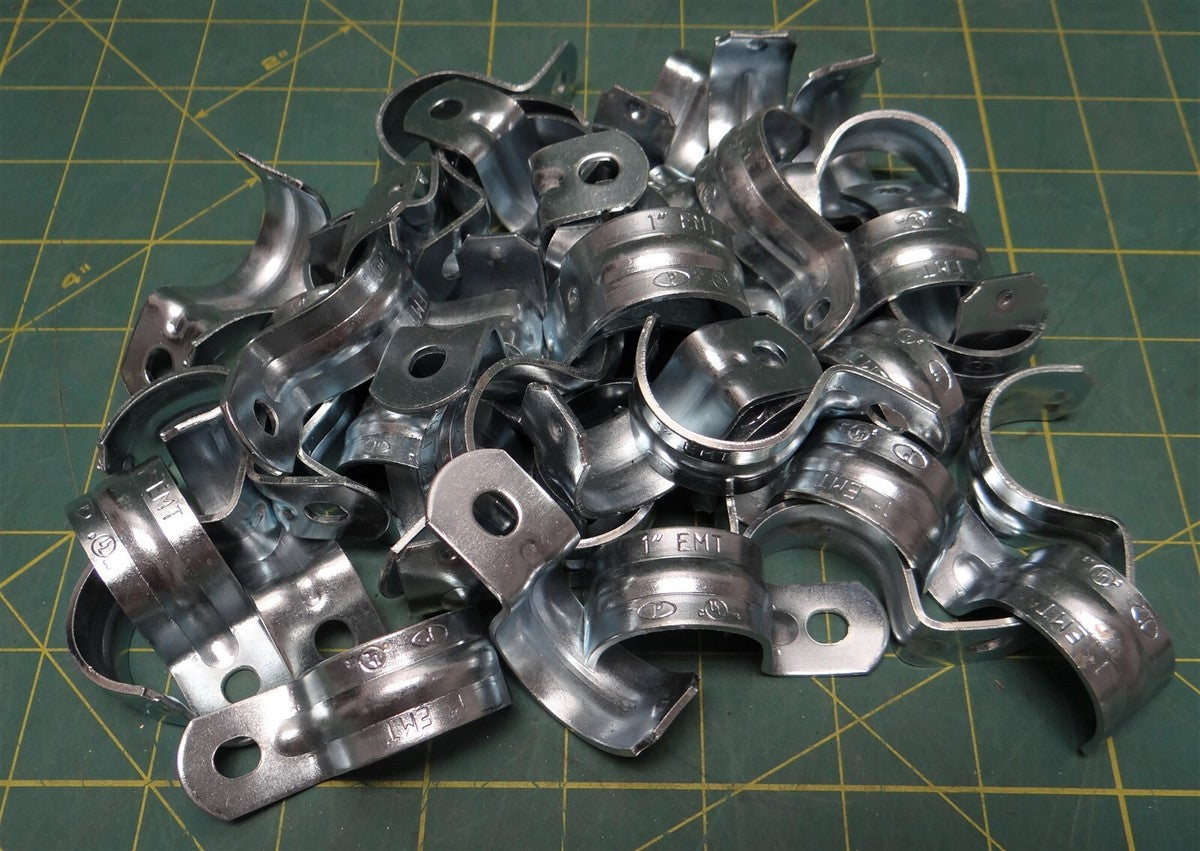 (50) Arlington 372 EMT 1" Heavy Duty Conduit Straps Click On - Plated Steel