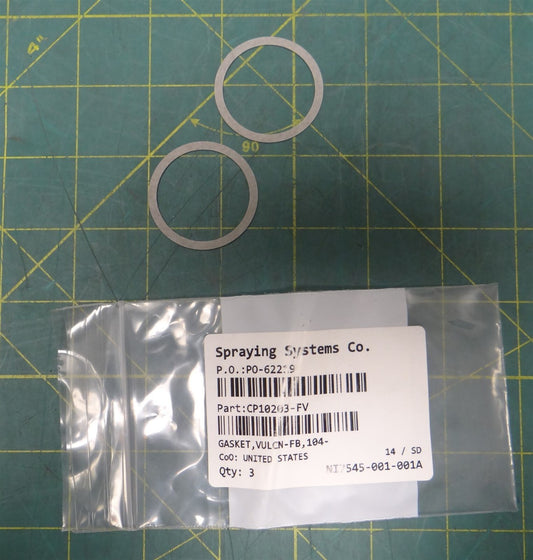 (Pack of 2) Spraying Systems Co CP10203-FV Gaskets, 1.5"OD, 1.28"ID 0.03" Thick