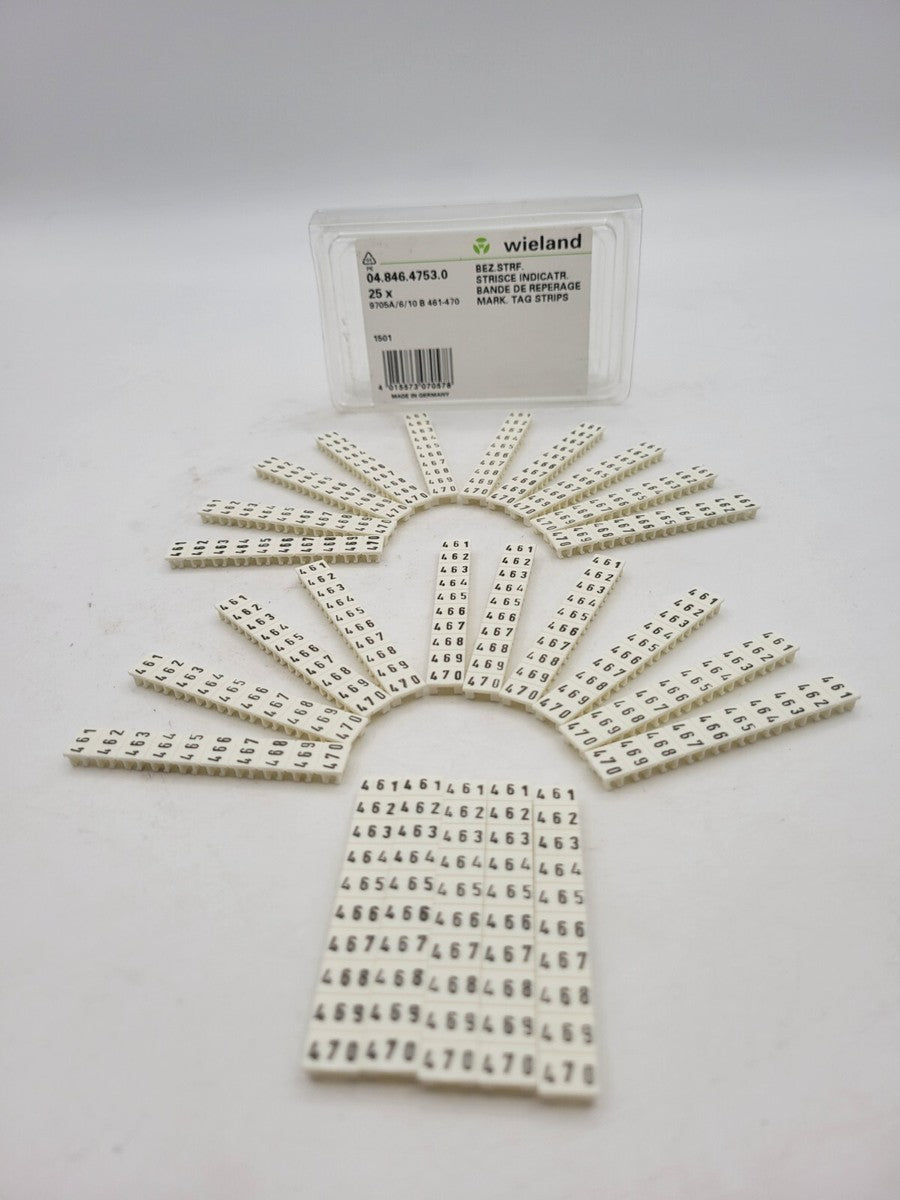 25PC Wieland 04.846.4753.0 Mark Tag Strips 9705A/6/10B461-470 for Terminal Block