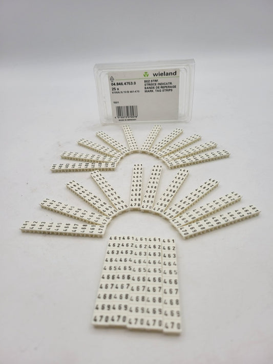 25PC Wieland 04.846.4753.0 Mark Tag Strips 9705A/6/10B461-470 for Terminal Block