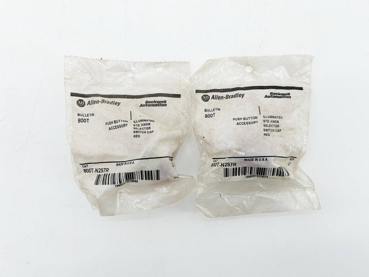 New Lot of 2 Allen Bradley 800T-N297R Pushbutton Knob 30MM Red Ser.U