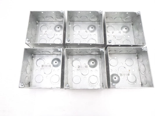 6Pk Steel City 521711234E 4" Square Steel Electrical Box 1/2" & 3/4" Knockouts