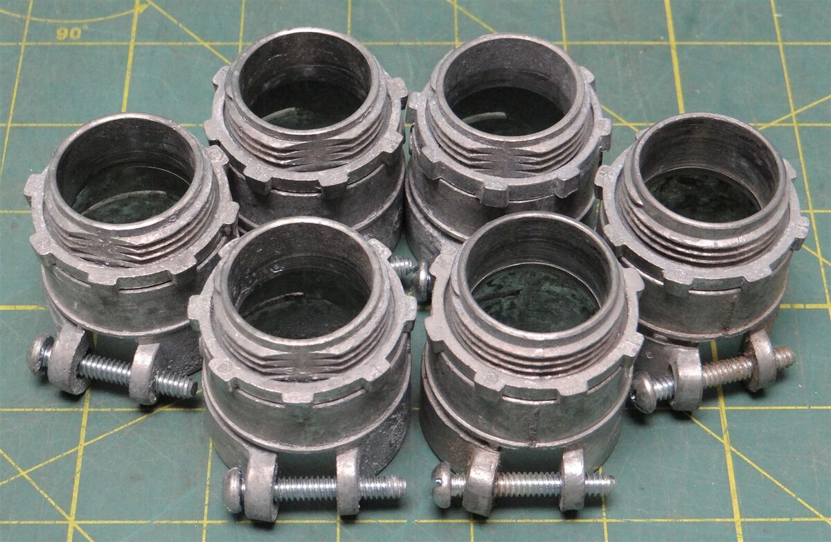 (6) Arlington L423 1" Squeeze Flex Connector Zinc Die Cast For Flex AC MCI Cable
