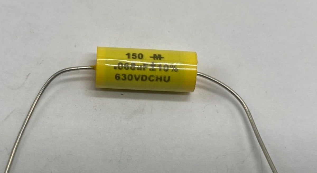 Mallory 150M series metalized film capacitor axial lead 0.068uf/630V, 150683K630