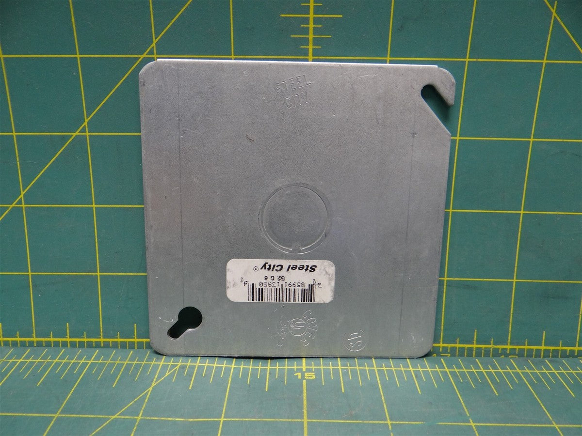 ABB Steel City 52-C-6 4" Square Cover, Flat, 1/2" Knockout in Center