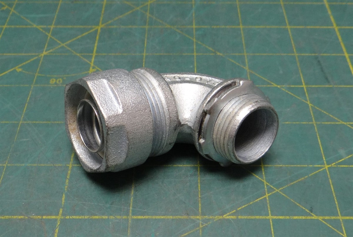 3/4" OZ-Gedney 4Q-975 Liquid Tight Malleable Iron 90° Elbow Connector w/ Nut