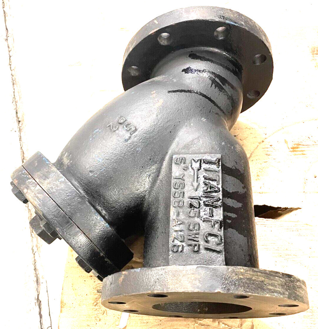 TITAN Model YS58-CI Y-Strainer Cast Iron 5" Class 125 Flanged End 200-PSI WOG