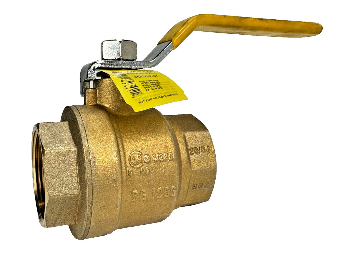 Apollo 94A-107-01  1-1/2" NPT Brass Ball Valve, Full Port 600-psi CWP, Lever Op.