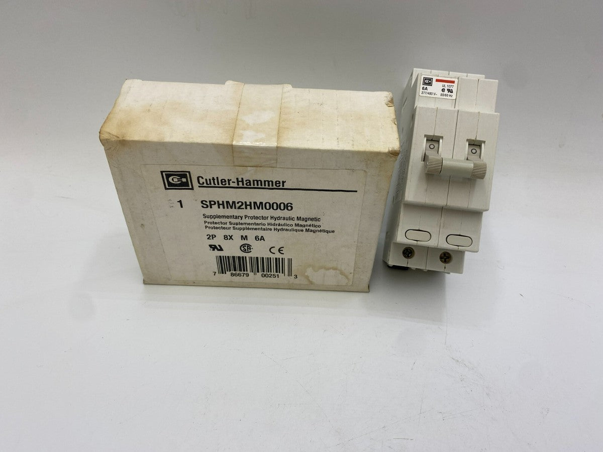 Cutler-Hammer SPHM2HM0006 Supplementary Protector Hydraulic Magnetic 2P 6A NOS
