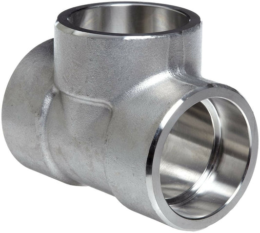 1-1/2" x 1" Class 3000 Socket Weld REDUCING TEE Forged 316 Stainless Fitting