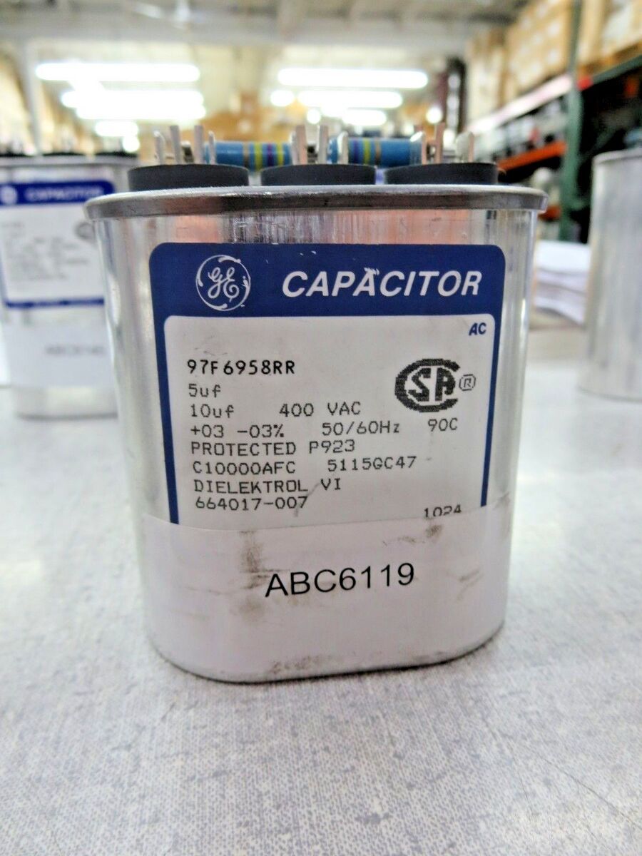 General Electric 97F6958RR Oval Capacitor (5uF, 10uF, 400VAC, 50/60Hz) "NEW"