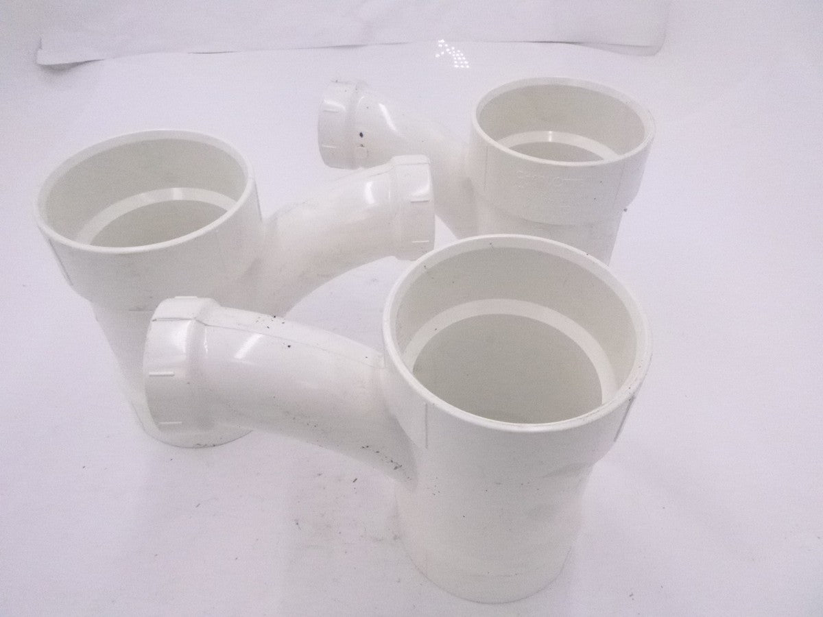 3 Pack Charlotte Pipe 4" Hub T x 4" D Hub PVC Long Turn Wye Sch 40 PVC005021600