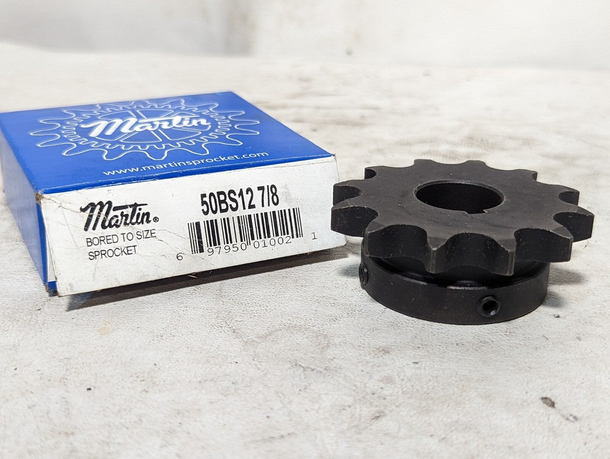 Martin 50BS12 7/8 bored to size sprocket, 50 / 5/8in, 0.8750 in Bore, 12 Teeth