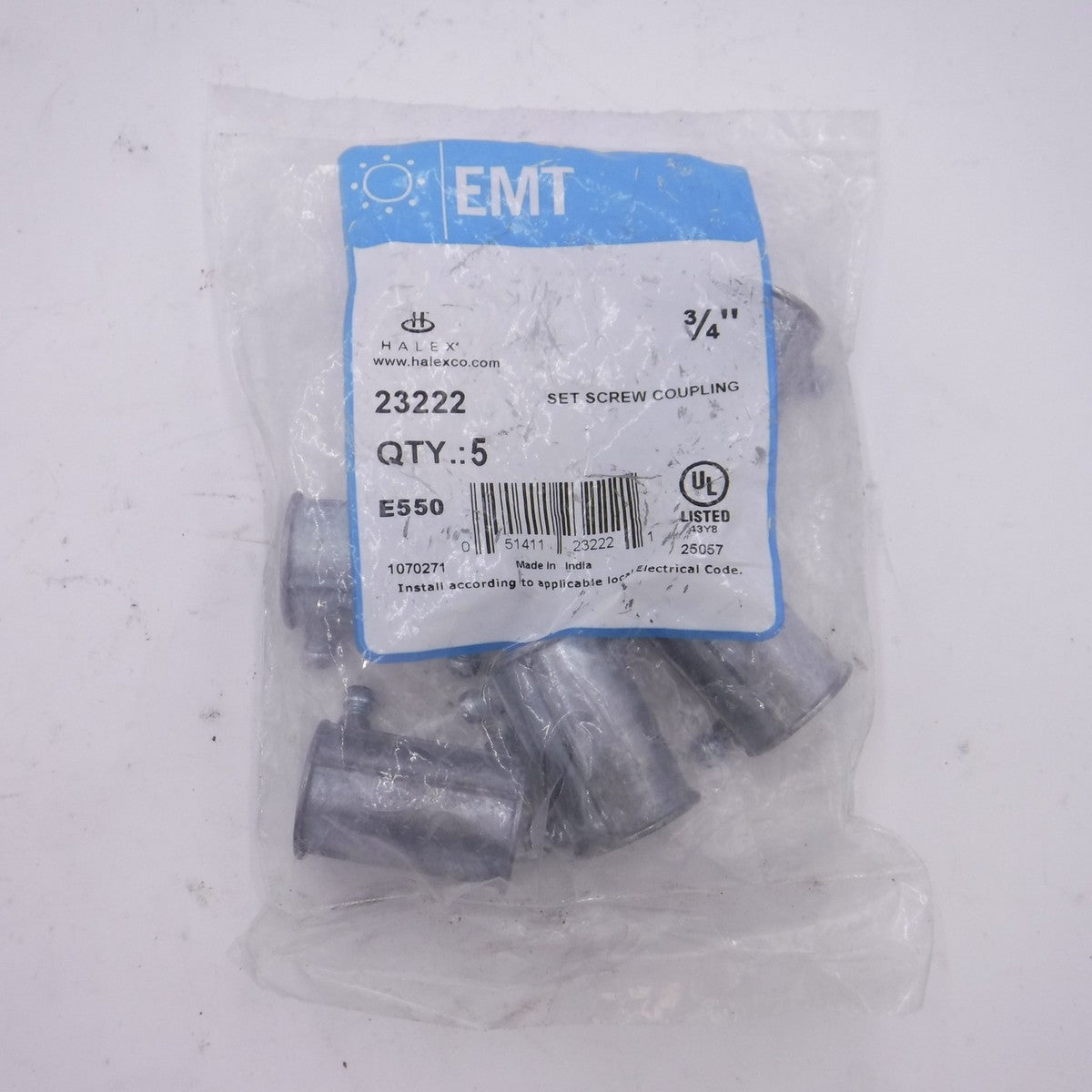 5 Pack EMT 3/4" Set Screw Couplings 23222