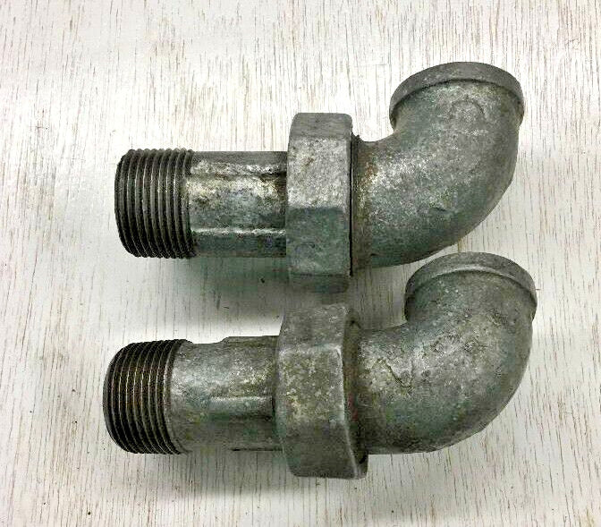 (2) Boiler Union Elbows 1/2" NPT X 1" and/or 1/2" NPT  Galvanized Pipe Fittings