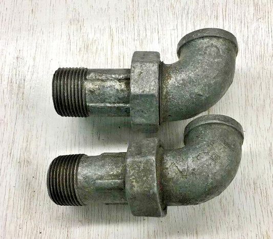 (2) Boiler Union Elbows 1/2" NPT X 1" and/or 1/2" NPT  Galvanized Pipe Fittings