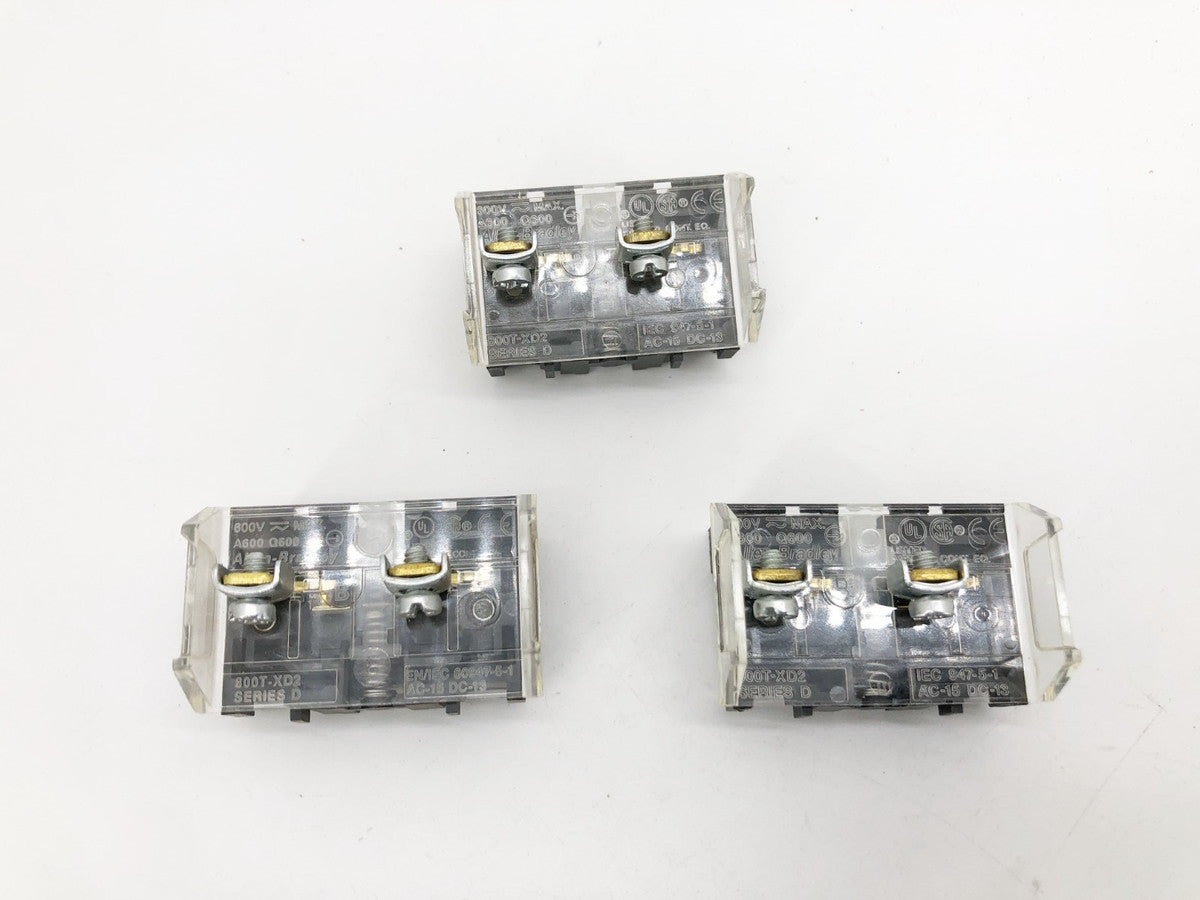 Lot of 3 New Allen Bradley 800T-XD2 Ser. D Contact Blocks 1-NC - No Box