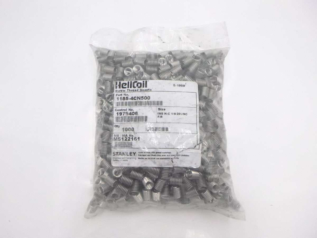 1000 Pack HeliCoil Screw Thread Free Running Inserts 1185-4CN500 1/4-20UNC