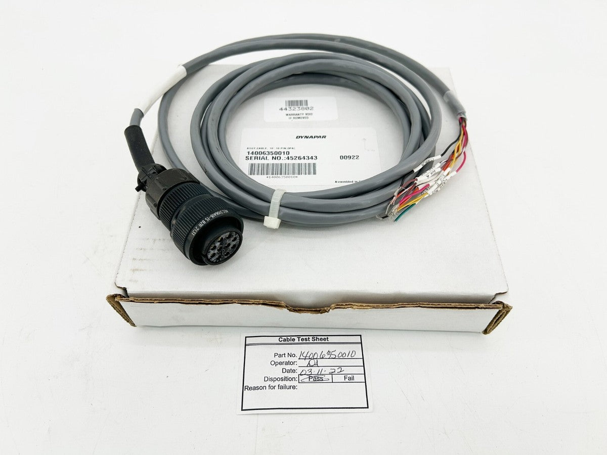 New Dynapar 14006350010 Cable 10' Length 10Pin 18-1S Connecter Female