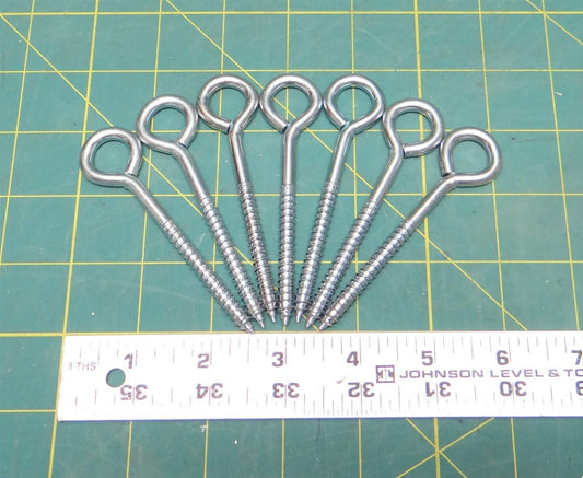 (7) Routing Eyebolt for Wood Zinc-Plated Steel, 2-3/4" Shank, 1/4" Wire Diameter