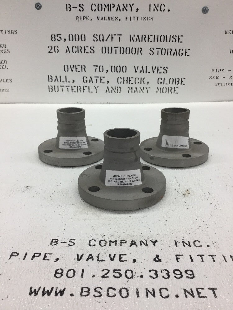 Victaulic 445R Stainless Steel Flanged Adapter Nipple 2" 150# RF S/80 X 4" Long