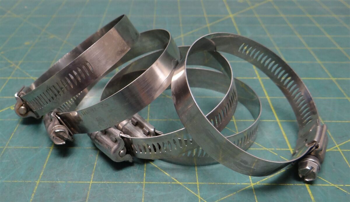 (Qty: 5) SAE #40 1-9/16-2-1/2" Stainless Steel Hose Clamps 40-64mm 1/2" Width