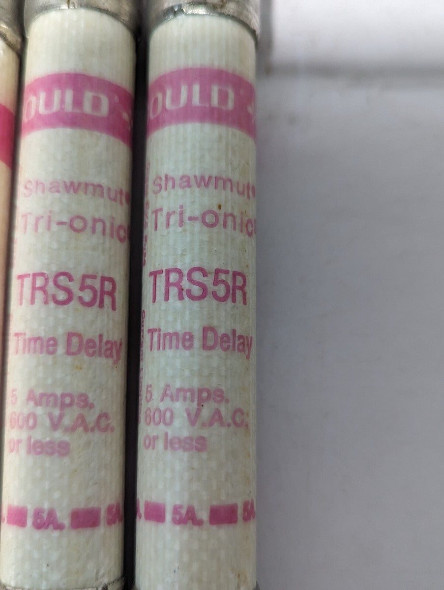 Lot of 10 Gould Shawmut TRS5R Fuse, 5A, 600vac or less, Time Delay