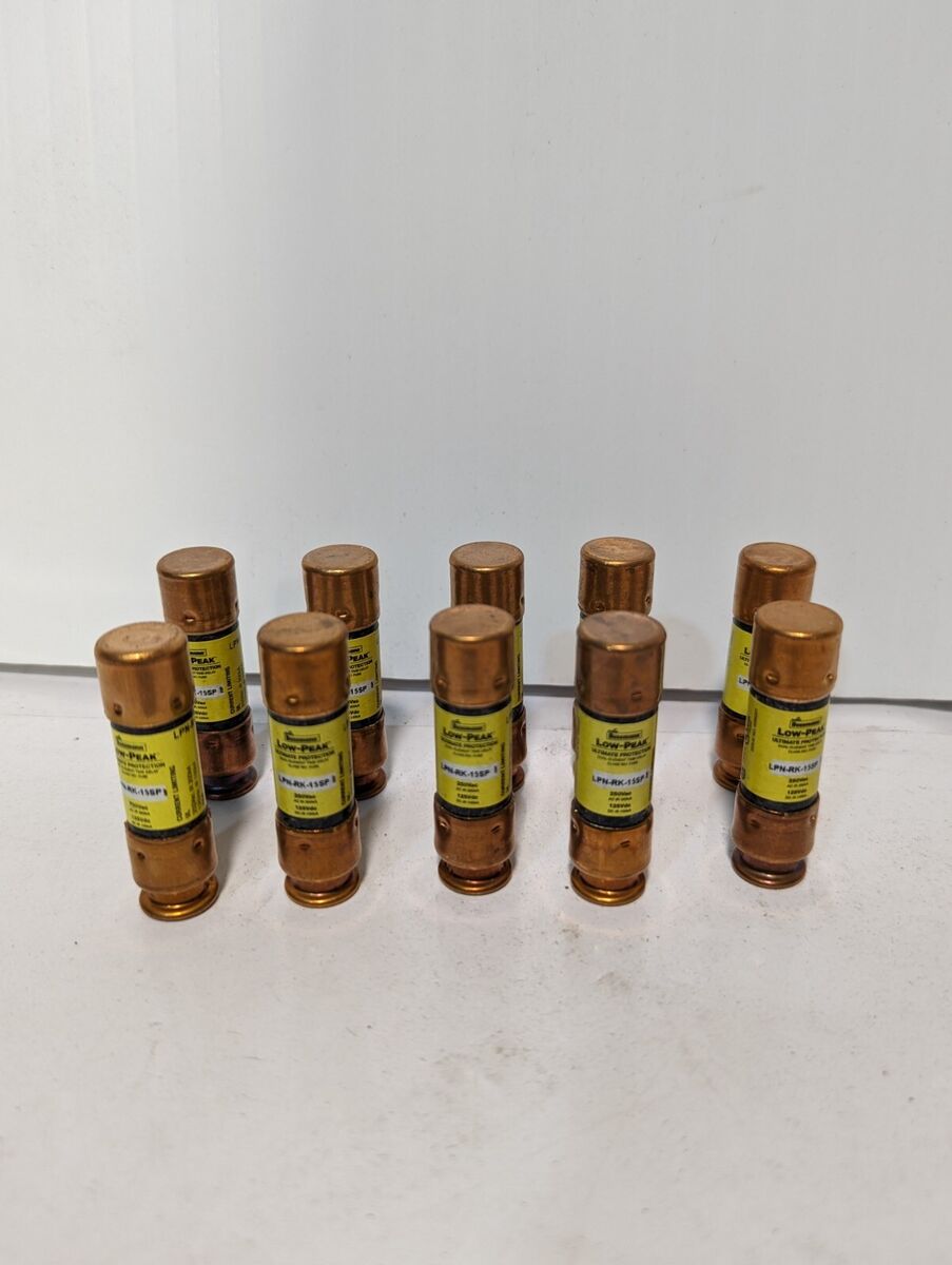 Lot of 10 Bussmann LPN-RK-15SP fuses, 15A, 250VAC/125VDC
