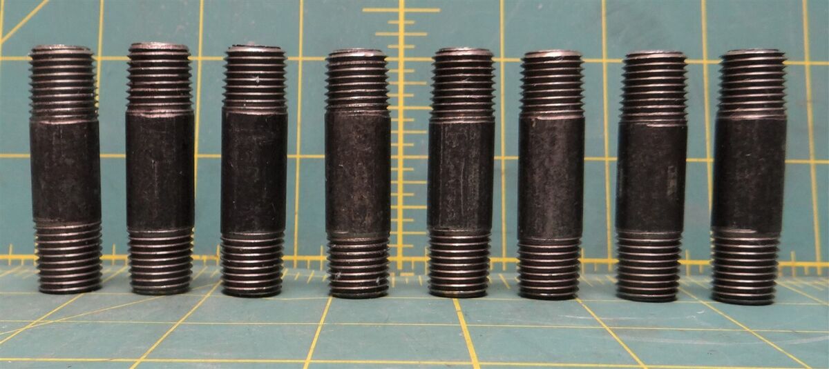 (8) 1/4"x 2"L MNPT Threaded Black Steel Male Pipe Nipple, Fitting, Connector 