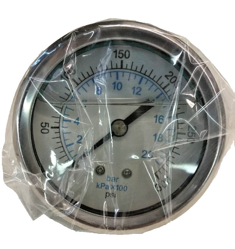 Glycerin Filled Air Pressure Gauge 0-300 psi 2-1/2 Face 1/4" NPT Back Connection