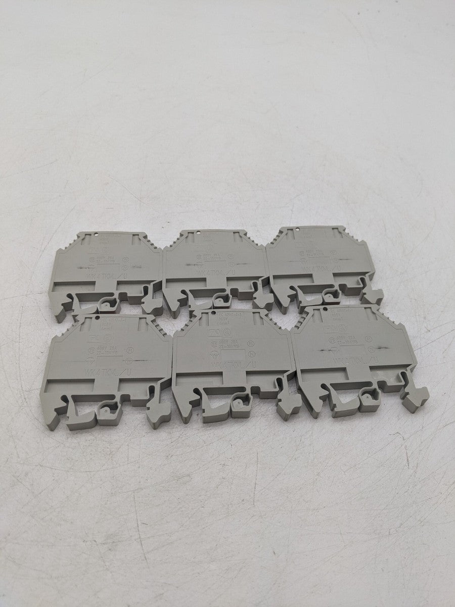 6 Piece Set Wieland WK4 TKM../U Terminal Block 10-20 AWG 20 Amp 600 Volt - Gray