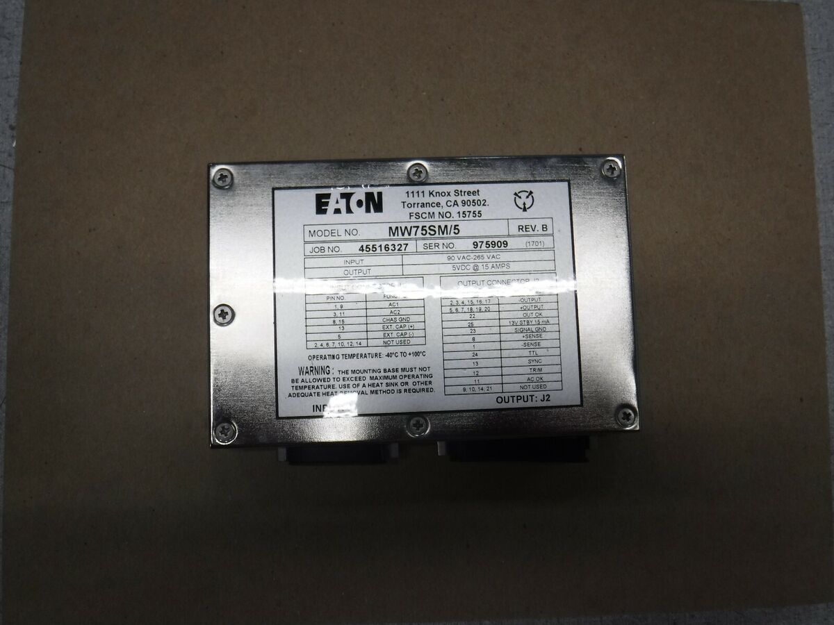 Eaton  MW75SM/5 Power Supply 5vdc 15 amp