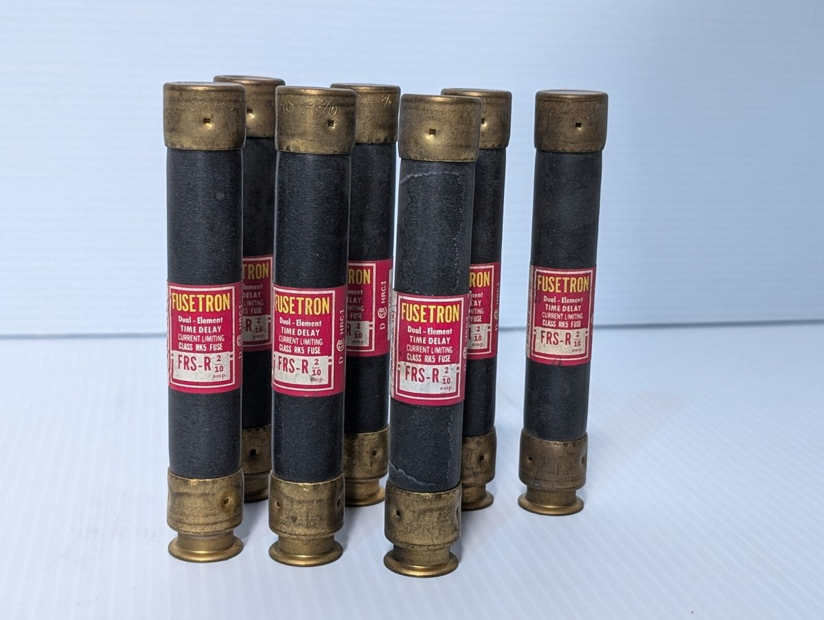 Lot of 7 Bussmann (Fusetron) FRS-R-2/10 Fuses, .2A, 600VAC