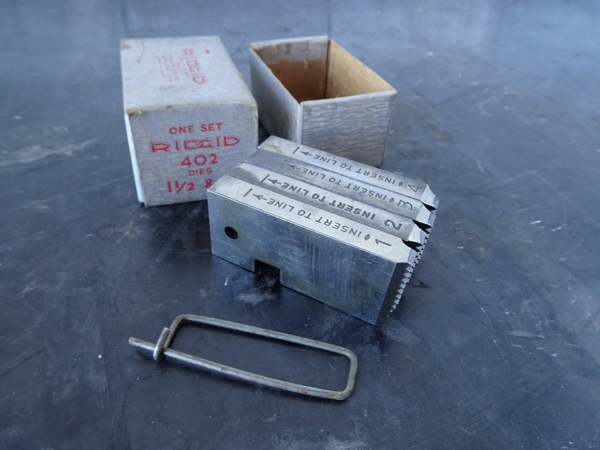 Ridgid 402 - 402R Pipe Threader Dies 1 1/2"  & 2in, New cutting inserts vintage 