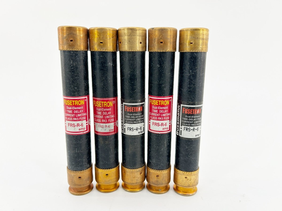 New Lot of 5 Bussmann FRS-R-6 Time Delay Fuse 6A 600V CLass RK5 - No Box